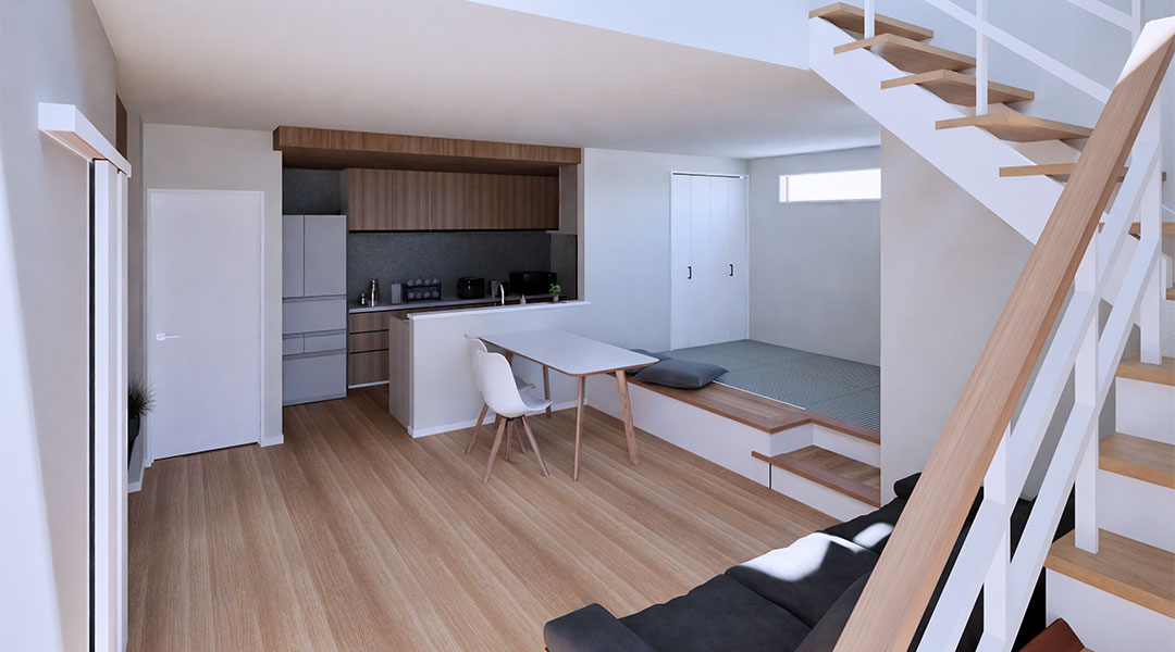 アルチェ柏6号地参考プラン12枚目│吹き抜けLDK昼